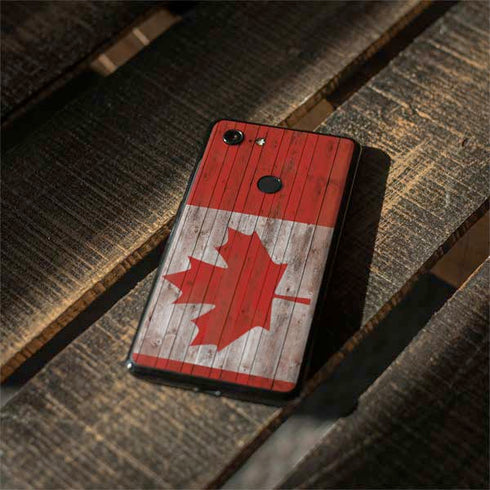 Canadian Flag Dark Wood Google Pixel 3 Skin